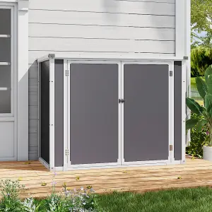 Outdoor Storage Garden Tool Bicycle Double Door Storage Shed in Grey