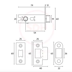 Dart Heavy Duty Tubular Latch 74mm - Satin Nickel