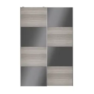 Atomia Panelled Grey & anthracite oak effect High gloss 2 door Sliding Wardrobe Door kit (H)2250mm (W)1500mm