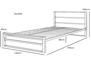 Hartfield Black Metal Double Bed Frame 4ft6