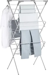 3 Tier Cloths Drying Rack Indoor/Outdoor, 14M Laundry Rack With Non Slip Feet And Corner Spaces For Hangers