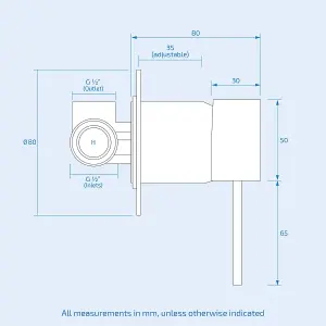 Nes Home Apex Wall Mounted Round Concealed Manual Mixer Valve 1/2" Hot And Cold