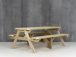 Fortem Rounded Pub Style Picnic Table Benches Set (8ft, Natural finish)