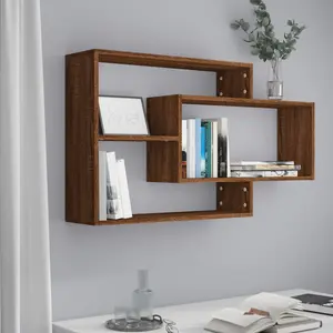 Jaleshia 3 Piece Rectangle Floating Shelf Brown Oak