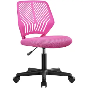 Yaheetech Adjustable Armless Office Desk Chair - Rose Red