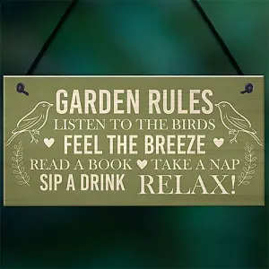 Red Ocean Outdoor Plaques For Garden Garden Rules Sign Novelty Hanging Summer House Sign Garden Shed Friendship Gift