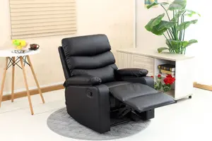 Ashby Leather Recliner Armchair Sofa Home Lounge Chair Reclining Black