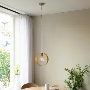 Luminosa Hoop Single Pendant Ceiling Lamp, Brushed Brass, Nickel, Copper Plate