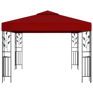 Berkfield Gazebo with LED String Lights 3x3 m Wine Red