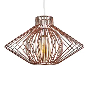 ValueLights Sinat Disperse Geometric Design Copper Wire Basket Cage Ceiling Pendant Light Shade and LED Bulb