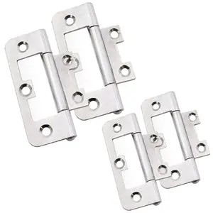 AFIT Steel Zinc Plated Flush Cabinet Hinges - 60mm - Pack of 2 Pairs