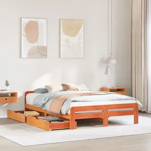 Berkfield Bed frame without Mattress Wax Brown 140x190 cm Solid Wood Pine