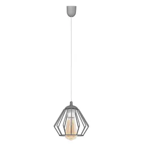 Luminosa Agat Wire Frame Pendant Ceiling Light Grey 18cm