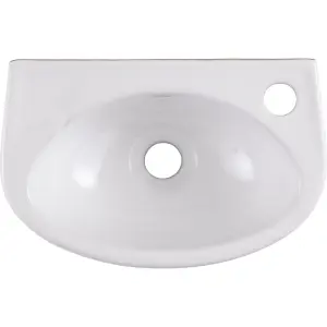 GoodHome Bori Gloss White Oval Wall-mounted Cloakroom Basin (W)35cm