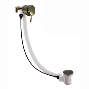 ENKI Antique Brass Pop Up Freeflow Round Bath Filler with Overflow & Waste W47