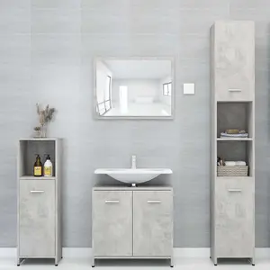 Berkfield Bathroom Cabinet Concrete Grey 30x30x183.5 cm Engineered Wood