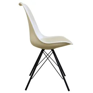 Soho Vanilla Plastic Dining Chair with Black Metal Legs