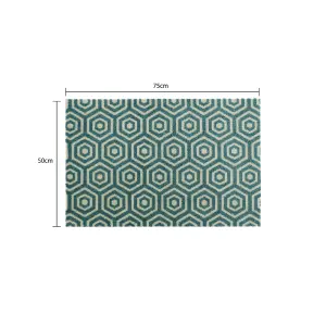 JVL Mega Machine Washable Door Mat 50 x 75 cm, Geo Hex, Teal