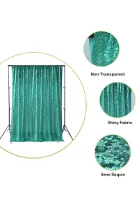 Neel Blue Shiny Fabric Sequin Backdrop Glitter Curtain, Emerald Green - 4ft x 9ft