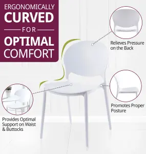 Hallowood Furniture Stoker White Stackable Plastic Backrest Chairs x 4