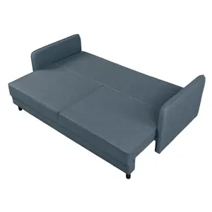 Bruno 3 Seater Sofa Bed with Storage - Blue Grey (Lumos83)