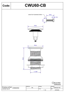 McAlpine CWU60-CB Chrome Plated Brass Clicker Basin Waste