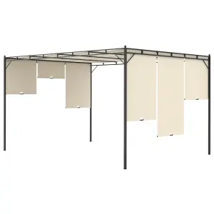 Berkfield Garden Gazebo with Side Curtain 4x3x2.25 m Cream