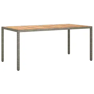 Berkfield Garden Table 190x90x75 cm Poly Rattan and Acacia Wood Grey