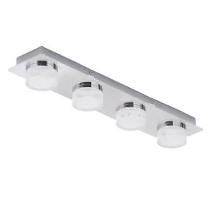 Litecraft Bolton Chrome 4 Light LED Bathroom Ceiling Spotlight Bar