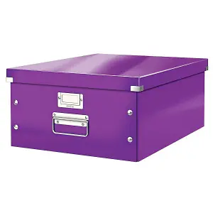 Leitz Wow Click & Store Purple Storage Box with Metal Handles Large