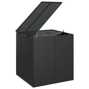 Berkfield Garden Cushion Box PE Rattan 100x97.5x104 cm Black