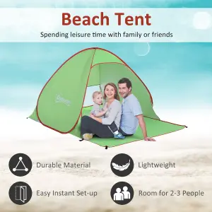 Outsunny 2-3 Person Pop up Tent Instant Camping Tent Sun Shade Shelter, Green