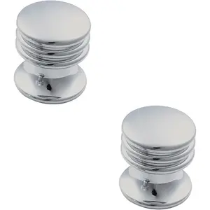 2x One Piece Textured Cupboard Door Knob 15.5mm Diameter Polished Chrome