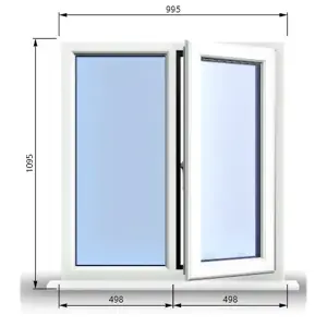 995mm (W) x 1095mm (H) PVCu StormProof Casement Window - 1 RIGHT Opening Window -  Toughened Safety Glass - White