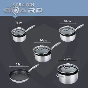 Prestige Scratch Guard Silver Round Stainless Steel Non-Stick Cookware Pan Set Pack of 5