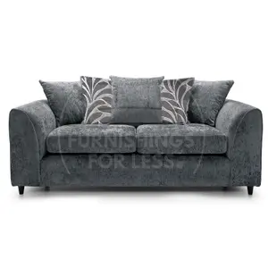 Zina Grey Chenille Fabric 3 Seater Sofa Scatter Back