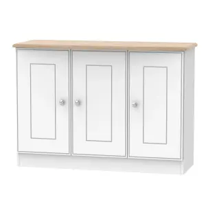 Albert 3 Door Sideboard in White Ash & Oak (Ready Assembled)