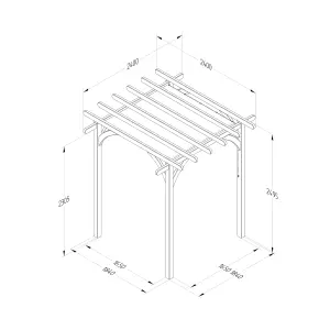 Forest Garden Ultima Cream Square Pergola & decking kit, x4 Post (H) 2.4m x (W) 2.4m - Canopy included