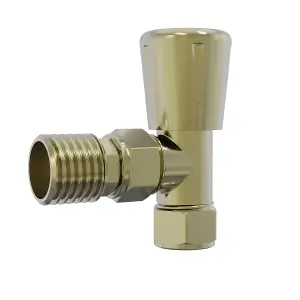 Rinse Bathrooms Angled Towel Radiator Valves Round 15mm for Towel Rail Radiator Brushed Brass