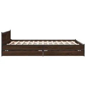 Berkfield Bed Frame with Drawers without Mattress Brown Oak 135x190 cm Double