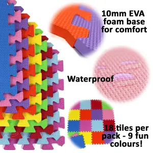 18 piece EVA Interlocking Large Coloured Play Mat Soft Foam Tiles Child Kids Jigsaw