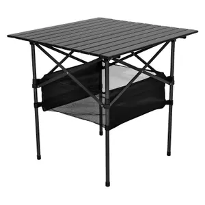 Andes 70 x 70cm Roll-Top Camping Table with Mesh Shelf