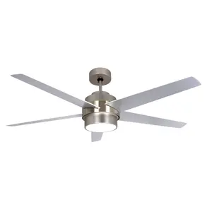 GoodHome Chomsky Modern Brushed Chrome effect LED Ceiling fan light