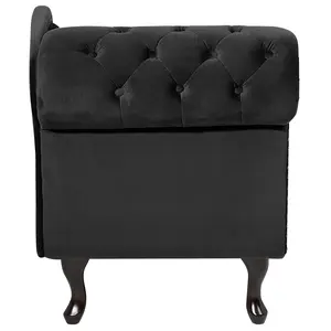 Left Hand Chaise Lounge Velvet Black NIMES