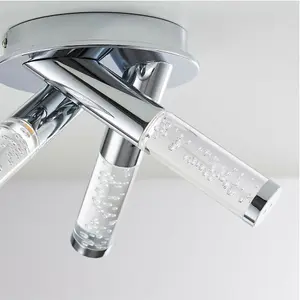 Flush Bathroom Ceiling Light IP44 Modern Chrome 3 Lamp Bulb Multi Arm Pendant