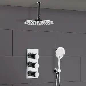 Nes Home 2 Way Round Ceiling Thermostatic Concealed Bathroom Shower Set Mixer