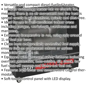 13 kW Industrial Infrared Diesel Heater with 50L Fuel Tank and Overheat Protection Features