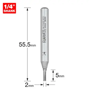 Trend Craft Pro 1/4in Shank 2mm 2 Flute Straight Router Cutter Bit C001CX1/4TC