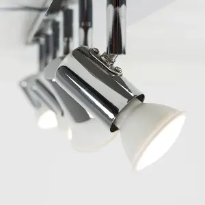 ValueLights Consul Silver Ceiling Bar Spotlight Includes 6 x LED Cool White 6500K Bulbs