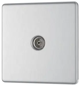 GoodHome Brushed Steel Single Screwless TV socket